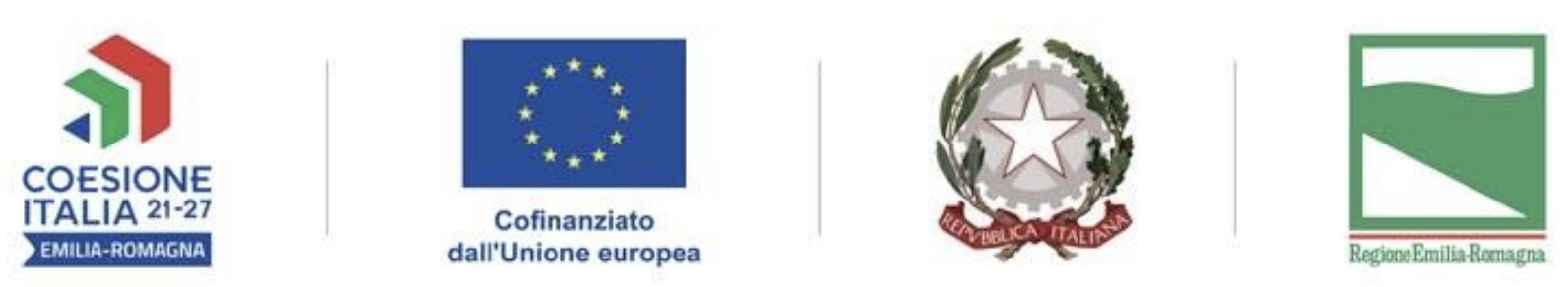 Coesione Italia, European Union, Italian Republic and Emilia-Romagna Region funding logos